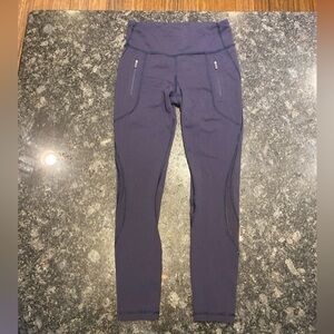 Lululemon Size 6 High-Rise Tights 25" Navy Blue LW5AGMC Running Sport